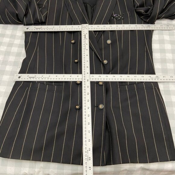 Vintage Basler blazer jacket black gold stripes 100% wool double breasted size10 - Picture 12 of 13